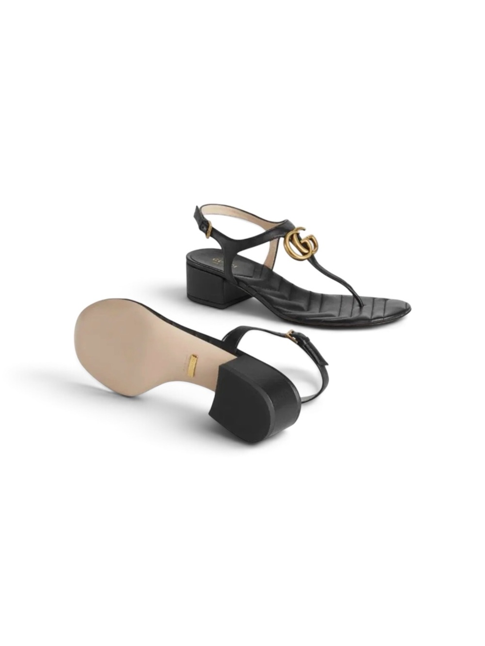 *SOLD* Gucci Marmont Double G Mid-Heel Leather Thong Sandals Black Size 37 - Picture 10 of 10